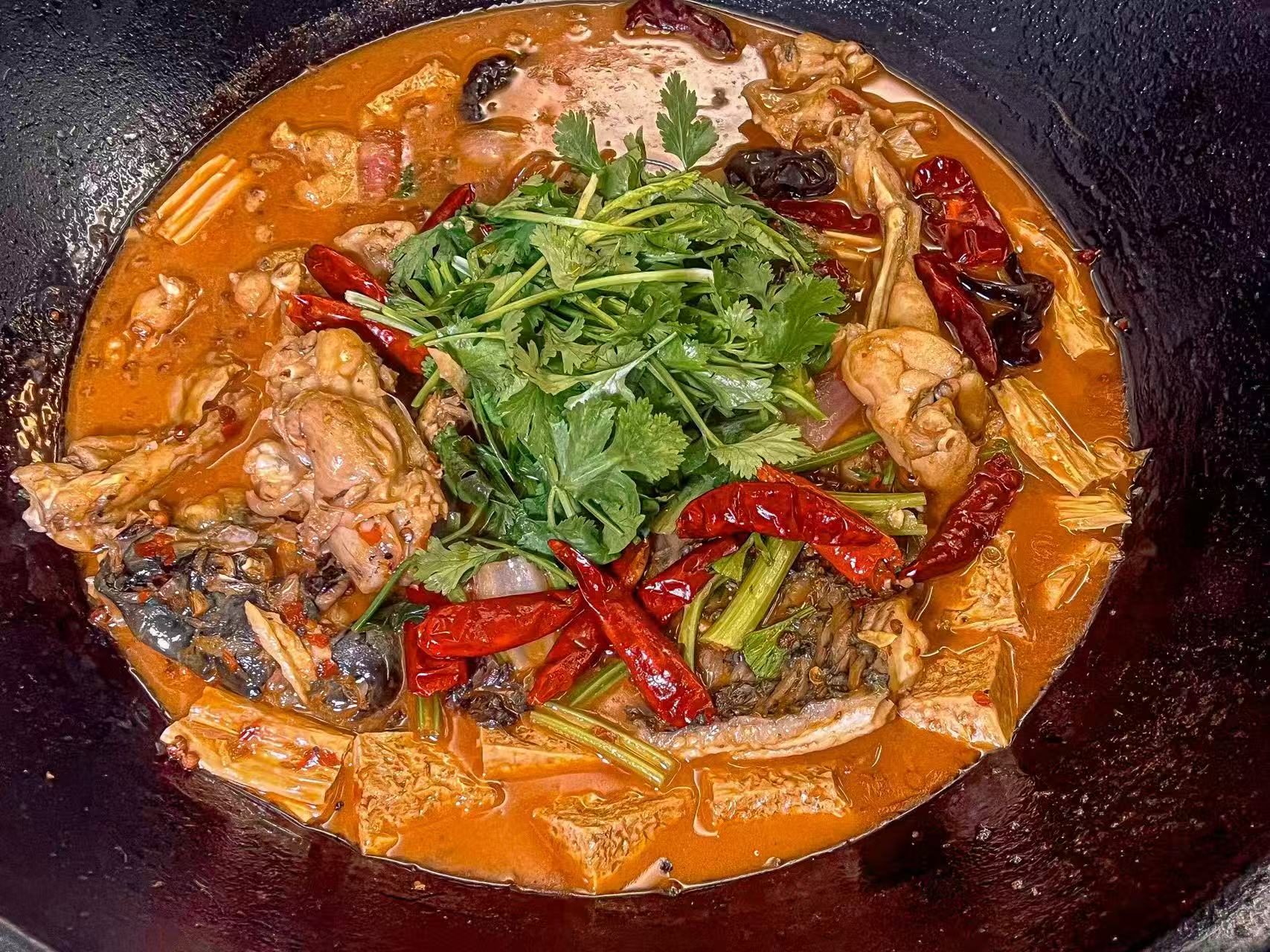 Spicy Stew with Chicken and Fish